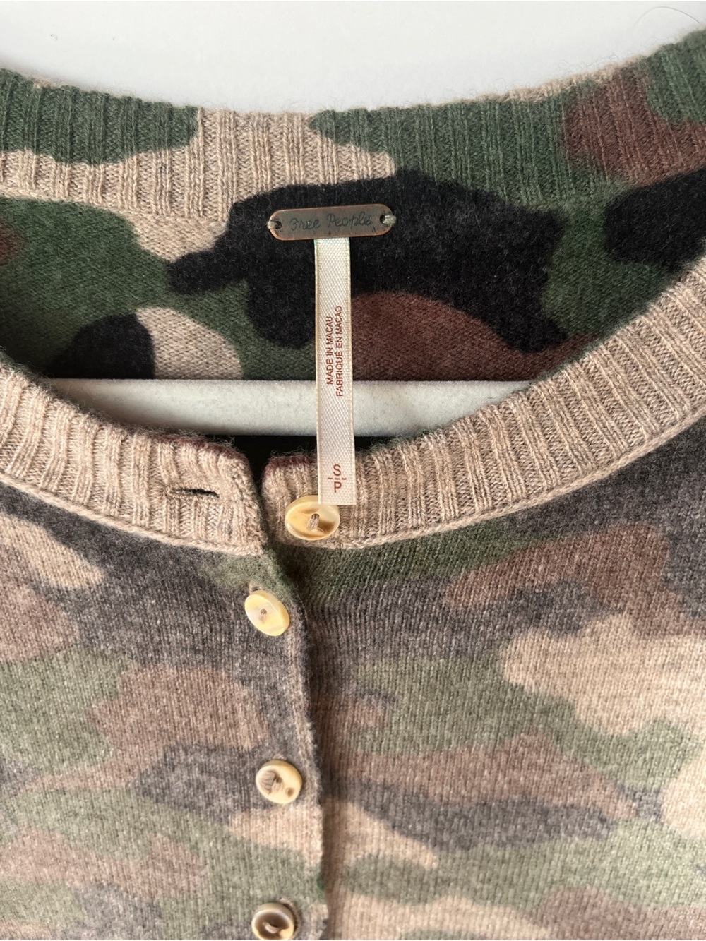 Free People Nocturnal Patterned Cashmere Cardi, Army Combo - Picture 3 of 4